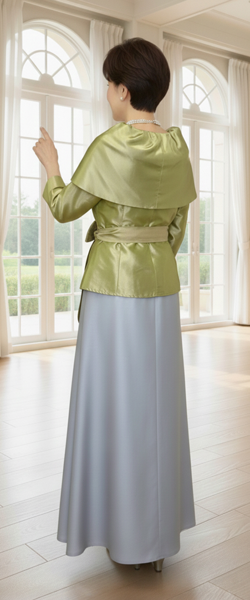 アップタウンブライダル ミセスドレス Set 1702 - 母親ドレスと組み合わせでイメージが変わるカシュクール襟ボレロ・後ろ